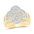 10K Yellow Gold Diamond Fashion Clover Ring 1 Cttw - Splendid Jewellery