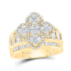 10K Yellow Gold Diamond Fashion Clover Ring 1 Cttw - Splendid Jewellery
