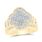 10K Yellow Gold Diamond Fashion Clover Ring 1 Cttw - Splendid Jewellery