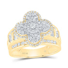10K Yellow Gold Diamond Fashion Clover Ring 1 Cttw - Splendid Jewellery