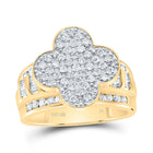 10K Yellow Gold Diamond Fashion Clover Ring 1 Cttw - Splendid Jewellery
