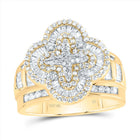 10K Yellow Gold Diamond Fashion Clover Ring 1 Cttw - Splendid Jewellery
