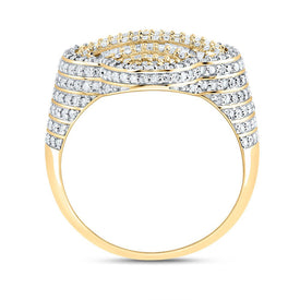 10K Yellow Gold Diamond Fashion Clover Women's Ring 1 1/2 Cttw - Splendid Jewellery