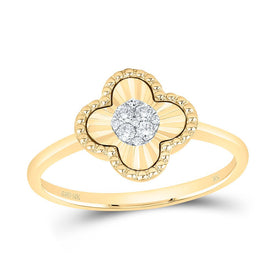10K Yellow Gold Diamond Fashion Clover Women's Ring 1/10 Cttw - Splendid Jewellery