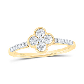 10K Yellow Gold Diamond Fashion Clover Women's Ring 1/2 Cttw - Splendid Jewellery