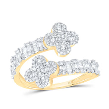 Load image into Gallery viewer, 10K Yellow Gold Diamond Fashion Clover Women's Ring 3/4 Cttw - Splendid Jewellery