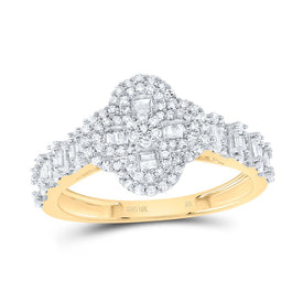 10K Yellow Gold Diamond Fashion Clover Women's Ring 5/8 Cttw - Splendid Jewellery
