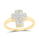 10K Yellow Gold Diamond Fashion Cross Ring 1/4 Cttw - Splendid Jewellery