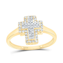 Load image into Gallery viewer, 10K Yellow Gold Diamond Fashion Cross Ring 1/4 Cttw - Splendid Jewellery