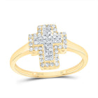 10K Yellow Gold Diamond Fashion Cross Ring 1/4 Cttw - Splendid Jewellery