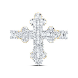 10K Yellow Gold Diamond Fashion Cross Women's Ring 7/8 Cttw - Splendid Jewellery