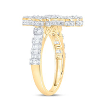 Load image into Gallery viewer, 10K Yellow Gold Diamond Fashion Cross Women's Ring 7/8 Cttw - Splendid Jewellery