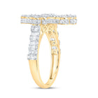 10K Yellow Gold Diamond Fashion Cross Women's Ring 7/8 Cttw - Splendid Jewellery
