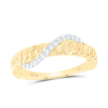 Load image into Gallery viewer, 10K Yellow Gold Diamond Fashion Cuban Women's Ring 1/6 Cttw - Splendid Jewellery