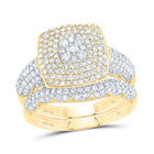 10K Yellow Gold Diamond Fashion Cushion Bridal Set 1 1/5 Cttw - Splendid Jewellery