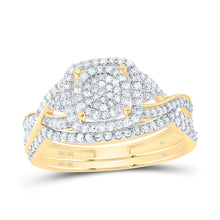Load image into Gallery viewer, 10K Yellow Gold Diamond Fashion Cushion Bridal Set 1/2 Cttw - Splendid Jewellery