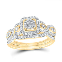 Load image into Gallery viewer, 10K Yellow Gold Diamond Fashion Cushion Bridal Set 1/2 Cttw - Splendid Jewellery