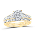 10K Yellow Gold Diamond Fashion Cushion Bridal Set 1/3 Cttw - Splendid Jewellery