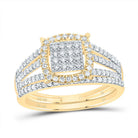 10K Yellow Gold Diamond Fashion Cushion Bridal Set 3/8 Cttw - Splendid Jewellery