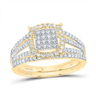 10K Yellow Gold Diamond Fashion Cushion Bridal Set 3/8 Cttw - Splendid Jewellery
