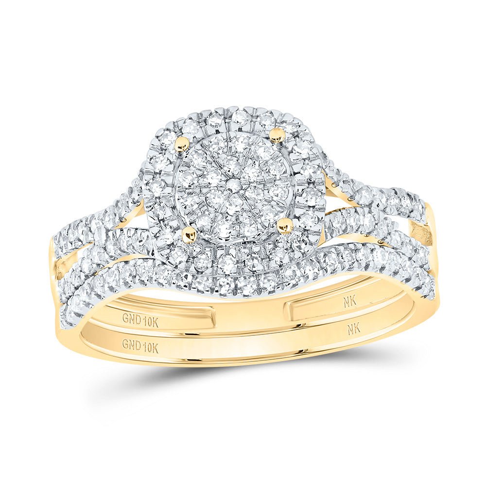 10K Yellow Gold Diamond Fashion Cushion Bridal Set 5/8 Cttw - Splendid Jewellery