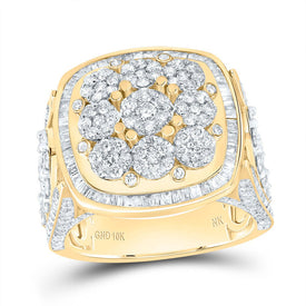 10K Yellow Gold Diamond Fashion Cushion Head Flower Women's Ring 2 1/2 Cttw - Splendid Jewellery