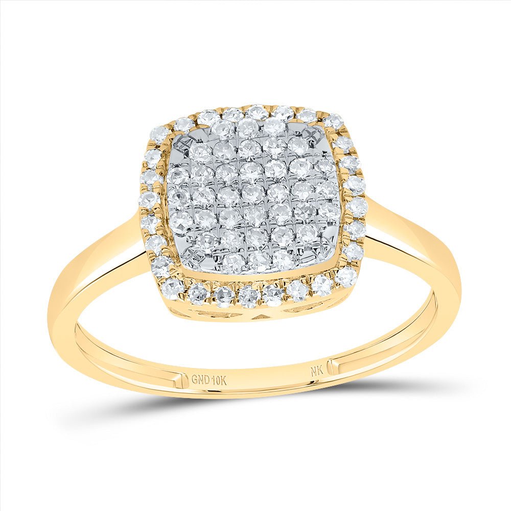 10K Yellow Gold Diamond Fashion Cushion Ring 1/3 Cttw - Splendid Jewellery