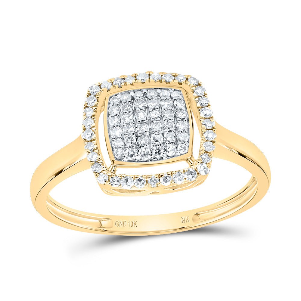 10K Yellow Gold Diamond Fashion Cushion Ring 1/4 Cttw - Splendid Jewellery