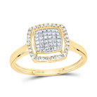 10K Yellow Gold Diamond Fashion Cushion Ring 1/4 Cttw - Splendid Jewellery