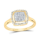 10K Yellow Gold Diamond Fashion Cushion Ring 1/4 Cttw - Splendid Jewellery