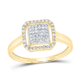 10K Yellow Gold Diamond Fashion Cushion Ring 1/4 Cttw - Splendid Jewellery