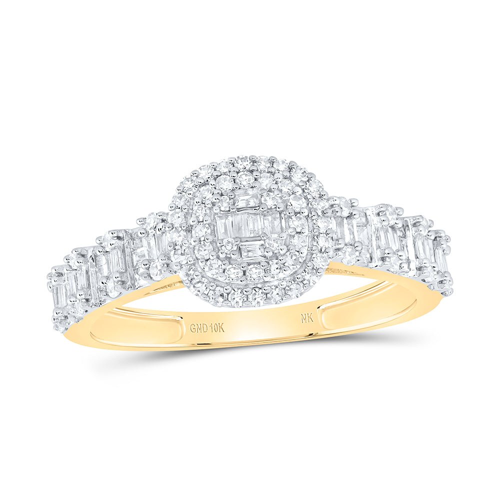 10K Yellow Gold Diamond Fashion Cushion Women's Ring 1/2 Cttw - Splendid Jewellery