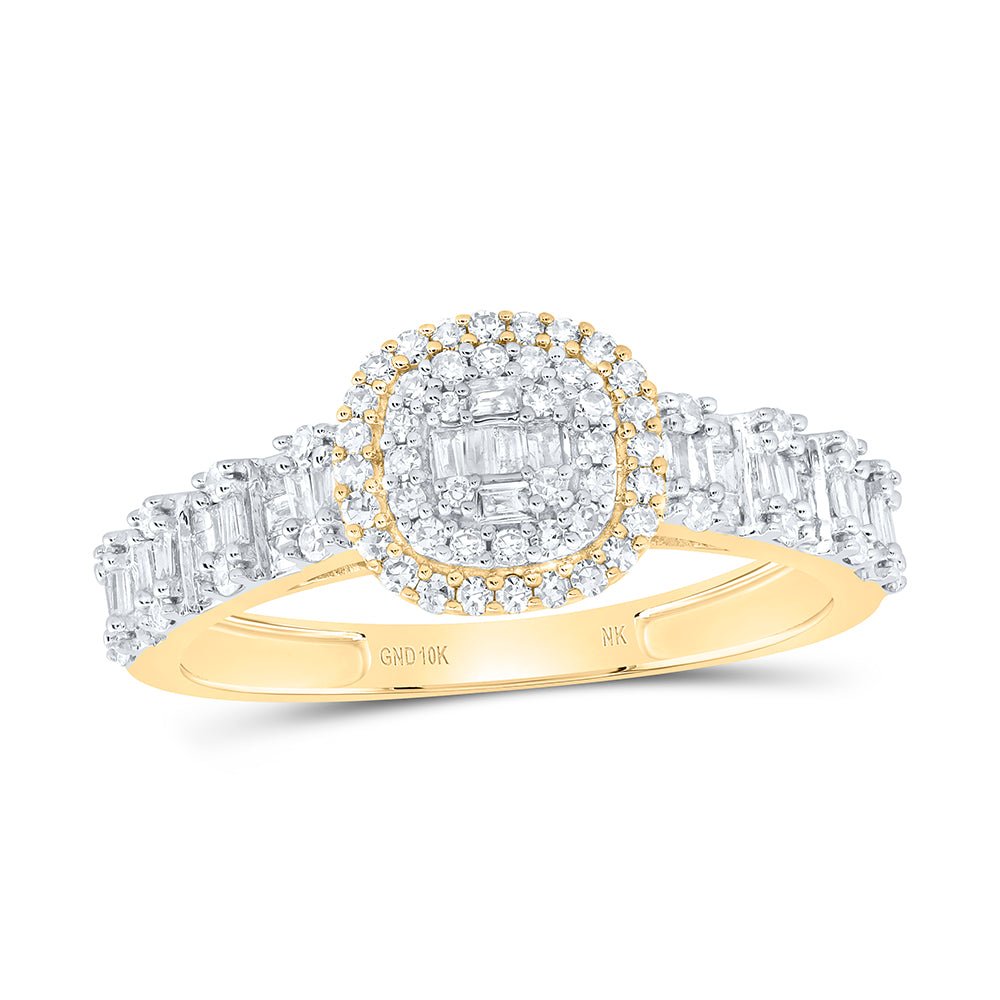 10K Yellow Gold Diamond Fashion Cushion Women's Ring 1/2 Cttw - Splendid Jewellery