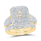 10K Yellow Gold Diamond Fashion Emerald Bridal Set 1 1/4 Cttw - Splendid Jewellery