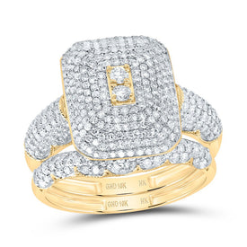10K Yellow Gold Diamond Fashion Emerald Bridal Set 1 1/4 Cttw - Splendid Jewellery