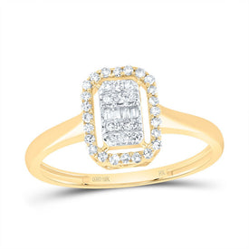10K Yellow Gold Diamond Fashion Emerald Ring 1/5 Cttw - Splendid Jewellery