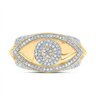 10K Yellow Gold Diamond Fashion Evil Eye Men's Ring 7/8 Cttw - Splendid Jewellery