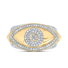 Load image into Gallery viewer, 10K Yellow Gold Diamond Fashion Evil Eye Men's Ring 7/8 Cttw - Splendid Jewellery