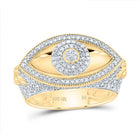 10K Yellow Gold Diamond Fashion Evil Eye Men's Ring 7/8 Cttw - Splendid Jewellery
