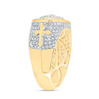 10K Yellow Gold Diamond Fashion Evil Eye Men's Ring 7/8 Cttw - Splendid Jewellery