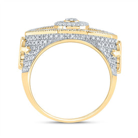 10K Yellow Gold Diamond Fashion Evil Eye Men's Ring 7/8 Cttw - Splendid Jewellery