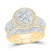 Load image into Gallery viewer, 10K Yellow Gold Diamond Fashion Flower Bridal Set 1 1/2 Cttw - Splendid Jewellery