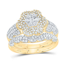 Load image into Gallery viewer, 10K Yellow Gold Diamond Fashion Flower Bridal Set 1 1/4 Cttw - Splendid Jewellery