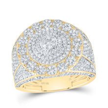 Load image into Gallery viewer, 10K Yellow Gold Diamond Fashion Flower Men's Ring 2 1/5 Cttw - Splendid Jewellery