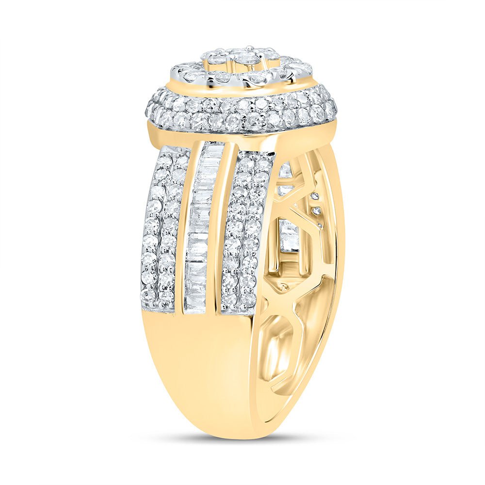10K Yellow Gold Diamond Fashion Flower Ring 1 Cttw - Splendid Jewellery