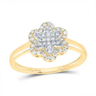 10K Yellow Gold Diamond Fashion Flower Ring 1/4 Cttw - Splendid Jewellery