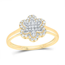 Load image into Gallery viewer, 10K Yellow Gold Diamond Fashion Flower Ring 1/4 Cttw - Splendid Jewellery
