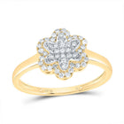 10K Yellow Gold Diamond Fashion Flower Ring 1/4 Cttw - Splendid Jewellery