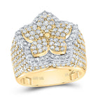 10K Yellow Gold Diamond Fashion Flower Ring 3 Cttw - Splendid Jewellery