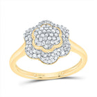 10K Yellow Gold Diamond Fashion Flower Ring 3/8 Cttw - Splendid Jewellery